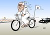 Cartoon: Papa mobil (small) by Erl tagged papst,franziskus,papamibil,fahrrad,armut,bescheidenheit,kirche,glaube,liebe,sicherheitskräfte