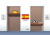 Cartoon: Spanien (small) by Erl tagged spanien,fußball,wm,ausscheiden,abdanken,antritt,könig,felipe,vi,monarchie,ansehen,schaden,aufzug,paternoster