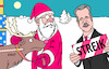 Cartoon: Streik (small) by Erl tagged politik,bahnstreik,lokführer,gewerkschaft,gdl,claus,weselsky,ankündigung,streik,weihnachten,weihnachtsmann,rentier,schlitten,geschenke,karikatur,erl