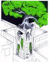 Cartoon: Urban Garden (small) by robobenito tagged nature city urban treehouse tree house green ecology block street apartment building development organization leaves branches streets night growth urbanization greening conscious conscientiousness planning action though