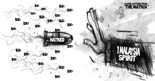 Cartoon: HOLD THE HATRED (medium) by mystudio69 tagged cartoon