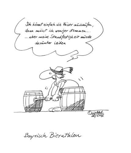 Cartoon: Bayrisch Bierathlon (medium) by waldah tagged biathlon,bierathlon,wortspiel