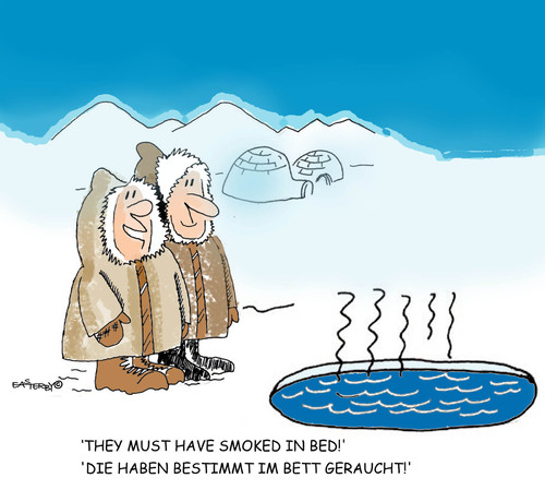 Cartoon: BED SMOKERS (medium) by EASTERBY tagged smokinginbed,heath,hazard