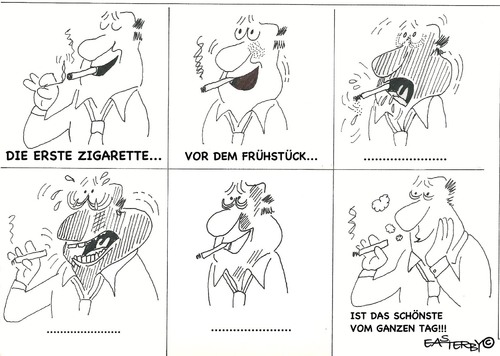 Cartoon: Erste Ziggie (medium) by EASTERBY tagged smoking,health,rauchen