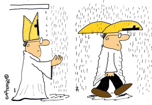 Cartoon: HOLY ORDERS 11 (medium) by EASTERBY tagged bishops,religion,rainy,weather