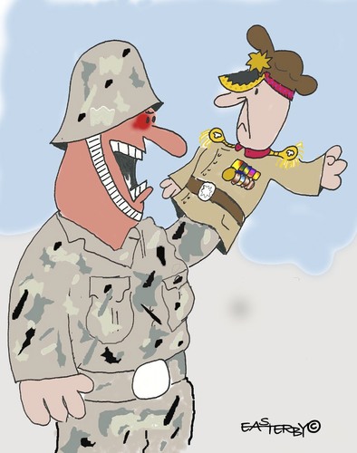 Cartoon: MILITARY GLOVE PUPPET (medium) by EASTERBY tagged military,soldiers,officers,toys