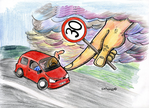 Cartoon: SLOOOOOOOW down (medium) by EASTERBY tagged speed,limits,cars,drivers