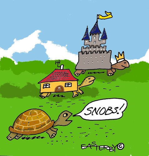 Cartoon: Snobs (medium) by EASTERBY tagged tortoises,houses