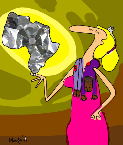 Cartoon: African Diamond (medium) by Munguia tagged diamond,rich,africa,poor,blonde,black,white,unjustice
