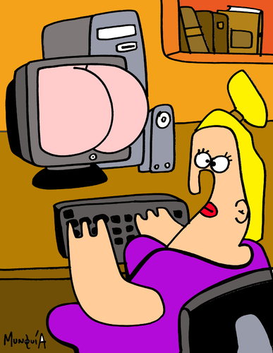 Cartoon: AssBook (medium) by Munguia tagged ass,facebook,internet,pc,computer,personal,keyboard,rump,back