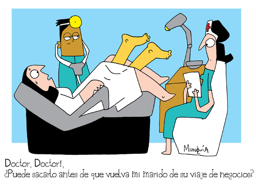 Cartoon: bussines trip (medium) by Munguia tagged affair,wife,husband,dr,nurse,unfaithful,mistake