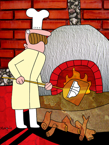 Cartoon: Calzone (medium) by Munguia tagged calzone,pizzapitch,pizza,italian,food,oven,kiln,wood,chef,underwear