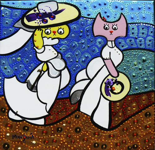 Cartoon: Cats on the beach (medium) by Munguia tagged walk,on,the,beach,joaquin,sorolla,un,paseo,orillas,del,mar,gatos,cats,kitten,kitty,pussy,girls,parody,version