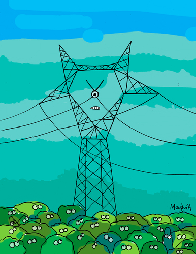 Cartoon: Electric Tower (medium) by Munguia tagged tower,electric,natural,destruction
