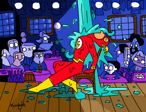 Cartoon: Flash Dance (medium) by Munguia tagged flash,famous,movies,parodies,parody,dc,comic,heroes,hero