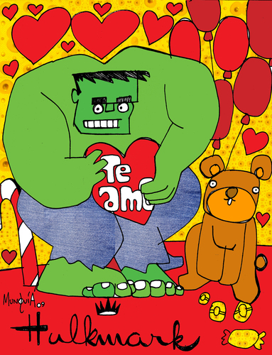 Cartoon: hulkmark (medium) by Munguia tagged love,hulk,green,marvel,superheroe,heroe,hallmark,cards,grettings