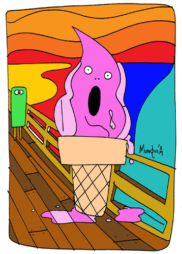 Cartoon: Ice Scream (medium) by Munguia tagged munch,scream,ice,cream,bridge,expresionist,munguia,parody,art,version,spoof,cartoon