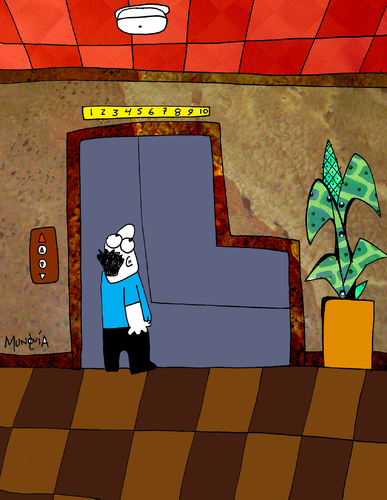 Cartoon: L-evator (medium) by Munguia tagged elevator,elevador,ele,hotel,letter,letra,munguia,costa,rica,caricatura,humor,grafico,chiste,dibujo