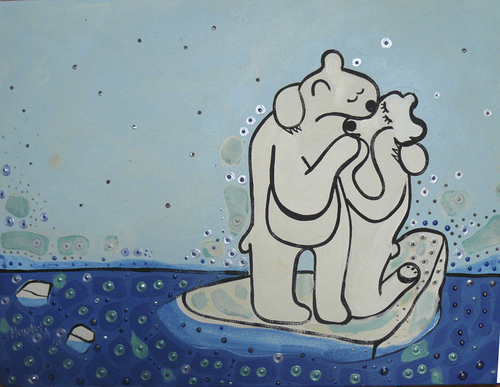 Cartoon: Last Kiss - El ultimo beso (medium) by Munguia tagged kiss,beso,klimt,munguia,oso,polar,bear,ice,deshielo,globar,warming,world,animal,zoo,love