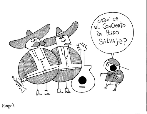 Cartoon: malentendido musical (medium) by Munguia tagged musica,mariachi,rap,hip,hop,juventud,moderno,dj,rock,trash