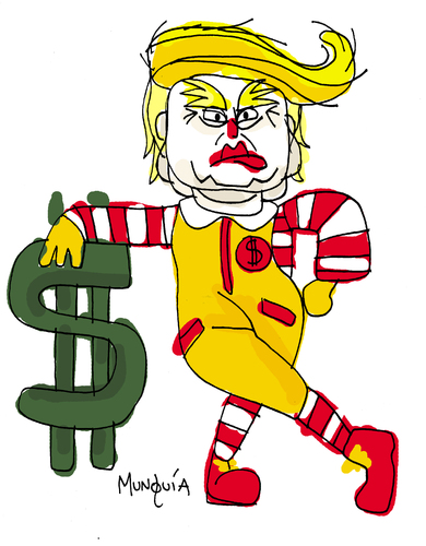Cartoon: McDonaldTrump Hambourgeois clown (medium) by Munguia tagged donald,trump,mcdonalds,clown