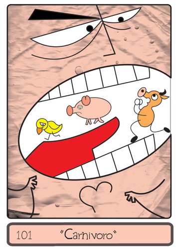 Cartoon: Meat lover (medium) by Munguia tagged meat,lover,carnivoro,animals,eater,cow,pig,chicken,munguia