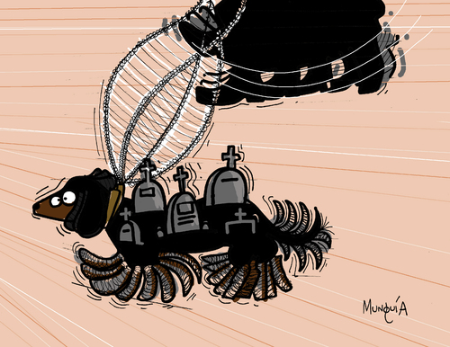 Cartoon: Pet Cementary (medium) by Munguia tagged dynamism,of,dog,on,leash,giacomo,balla
