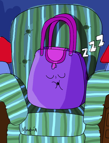 Cartoon: Sleeping bag (medium) by Munguia tagged literal,word,play,munguia,calcamunguia,bag,purse