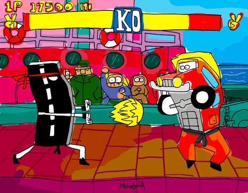 Cartoon: Street Fighter (medium) by Munguia tagged street,fighter,cartoon,video,game,munguia