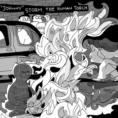 Cartoon: The Human Torch (medium) by Munguia tagged rage,against,the,machine,album,cover,parodies,parody,spoof,fun,version,funny