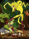 Cartoon: Angry Bird (small) by Munguia tagged temptation of st anthony salvator rosa sesame street bird yellow eggs