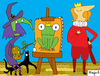 Cartoon: Embrujarte (small) by Munguia tagged witch bruja prince frog paint painter picture art