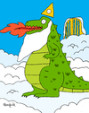Cartoon: GODzilla (small) by Munguia tagged god,godzilla,lizard,heaven,dragon,dinosaur