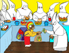 Cartoon: KKKfc express (small) by Munguia tagged race,monks,bishop,zurbaran,monjes,blancos,white,fried,chicken,fast,food,express