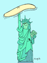 Cartoon: Liberty Pizza (small) by Munguia tagged pizzapitch,liberty,statue,freedom,pizza,throwing,in,the,air,cook,book,italian,new,york