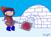 Cartoon: North Pole Pizza (small) by Munguia tagged pizzapitch,iglu,esquimal,north,pole,ice,cold,munguia,cartoon,caricatura,costa,rica,costarricense,tico