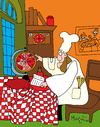 Cartoon: pizza all over the world (small) by Munguia tagged pizzapitch,vermeer,astronomer,astro,world,pizza,all,over,chef,kitchen,planet