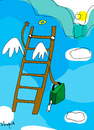 Cartoon: stair way to heaven (small) by Munguia tagged munguia,stairway,to,heaven,leader,led,zepelin,sky,fly,trip