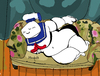 Cartoon: Stay Puft (small) by Munguia tagged fat,sue,lucian,freud,stay,puft,ghostbusters,ghost,parody,80s,movie,sleep