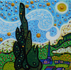 Cartoon: Sunny Day (small) by Munguia tagged starry night vincent van gogh noche estrellada spoof famous paintings parodies