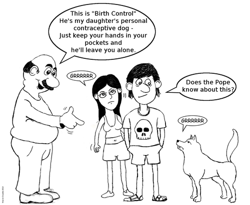 Cartoon: Birth control (medium) by mdouble tagged parents,teen,catholic,dog,dating,contreception