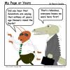 Cartoon: When Humans Ruled (small) by mdouble tagged humor,cartoon,joke,gag,funny,silly,crocodile,cockroach,earth,human,evolution,science,survival,green,earth,bugs,bug,reptile,reptiles,human,humans,