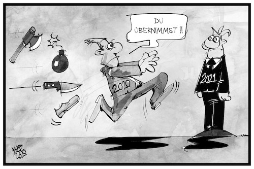 Cartoon: 2021 übernimmt (medium) by Kostas Koufogiorgos tagged jahresende,jahresende