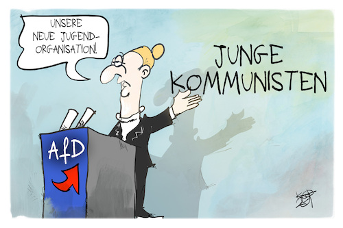 Cartoon: AfD (medium) by Kostas Koufogiorgos tagged karikatur,koufogiorgos,weidel,afd,kommunisten,jugendorgansiation,karikatur,koufogiorgos,weidel,afd,kommunisten,jugendorgansiation