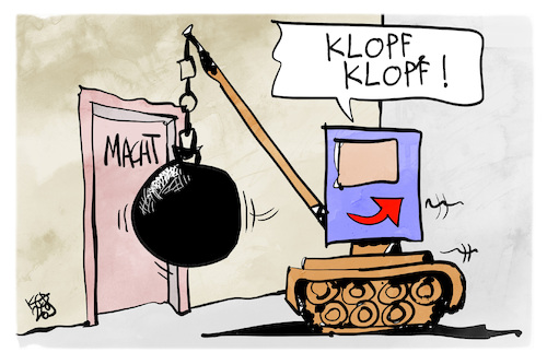 Cartoon: AfD (medium) by Kostas Koufogiorgos tagged karikatur,koufogiorgos,afd,macht,abrissbirne,anklopfen,zerstörung,karikatur,koufogiorgos,afd,macht,abrissbirne,anklopfen,zerstörung