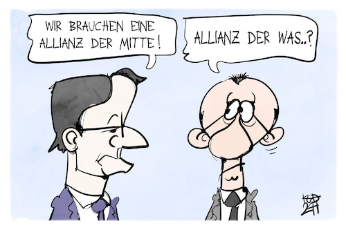 Cartoon: Allianz der Mitte (medium) by Kostas Koufogiorgos tagged karikatur,koufogiorgos,merz,wüst,alianz,mitte,cdu,karikatur,koufogiorgos,merz,wüst,alianz,mitte,cdu