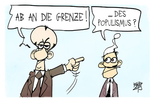 Cartoon: An der Grenze (medium) by Kostas Koufogiorgos tagged karikatur,koufogiorgos,populismus,grenze,merz,michel,migration,abschiebung,karikatur,koufogiorgos,populismus,grenze,merz,michel,migration,abschiebung