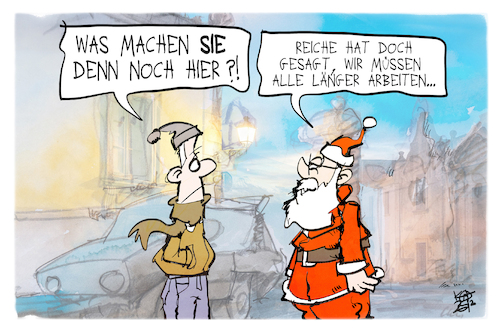 Cartoon: Arbeitszeit (medium) by Kostas Koufogiorgos tagged karikatur,koufogiorgos,weihnachtsmann,weihnachten,arbeit,karikatur,koufogiorgos,weihnachtsmann,weihnachten,arbeit
