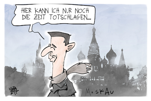 Cartoon: Assad im Exil (medium) by Kostas Koufogiorgos tagged karikatur,koufogiorgos,assad,syrien,moskau,langeweile,totschlag,karikatur,koufogiorgos,assad,syrien,moskau,langeweile,totschlag