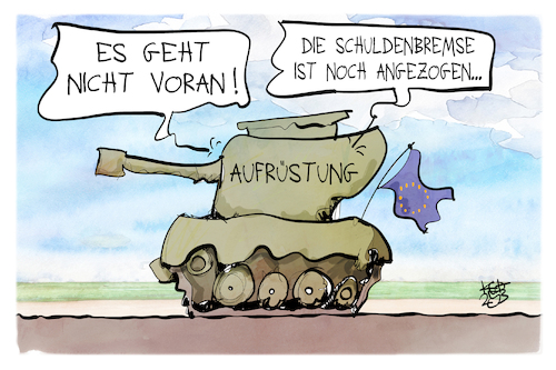 Cartoon: Aufrüstung und Schuldenbremse (medium) by Kostas Koufogiorgos tagged karikatur,koufogiorgos,schuldenbremse,aufrüstung,militär,verteidigung,karikatur,koufogiorgos,schuldenbremse,aufrüstung,militär,verteidigung